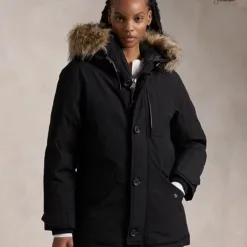 Hooded Down Parka with Fur Trim