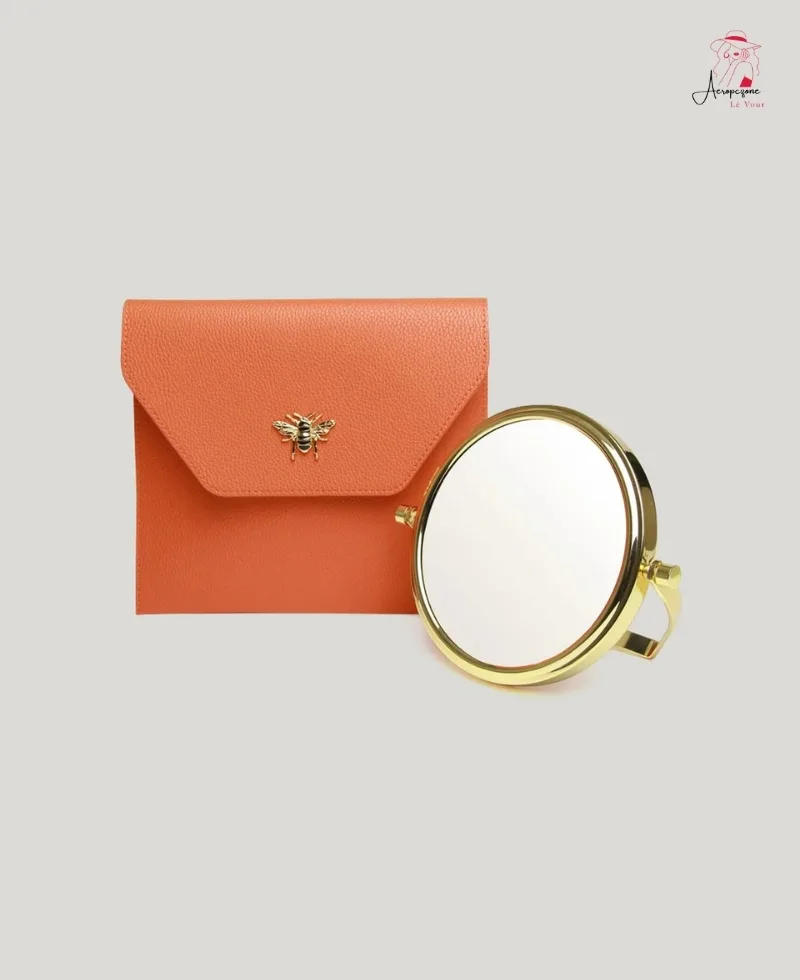 Compact Travel Mirror in Leather Case